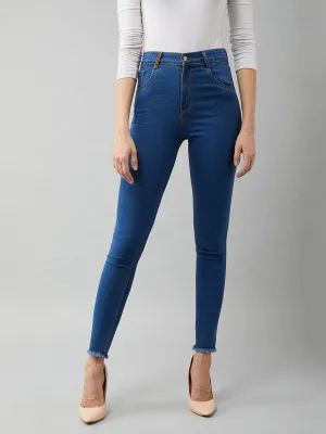 24/7 comfort Blue Skinny Fit High Rise Cropped Denim Stretchable Jeans