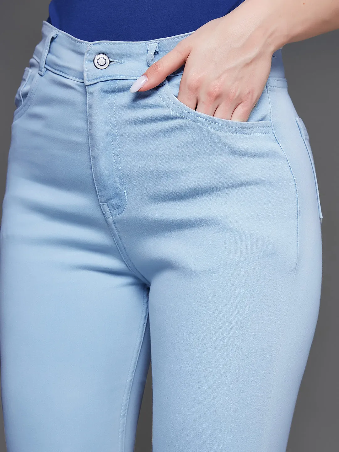 24/7 Comfort Light Blue Skinny High Rise Cropped Stretchable Denim Jeans