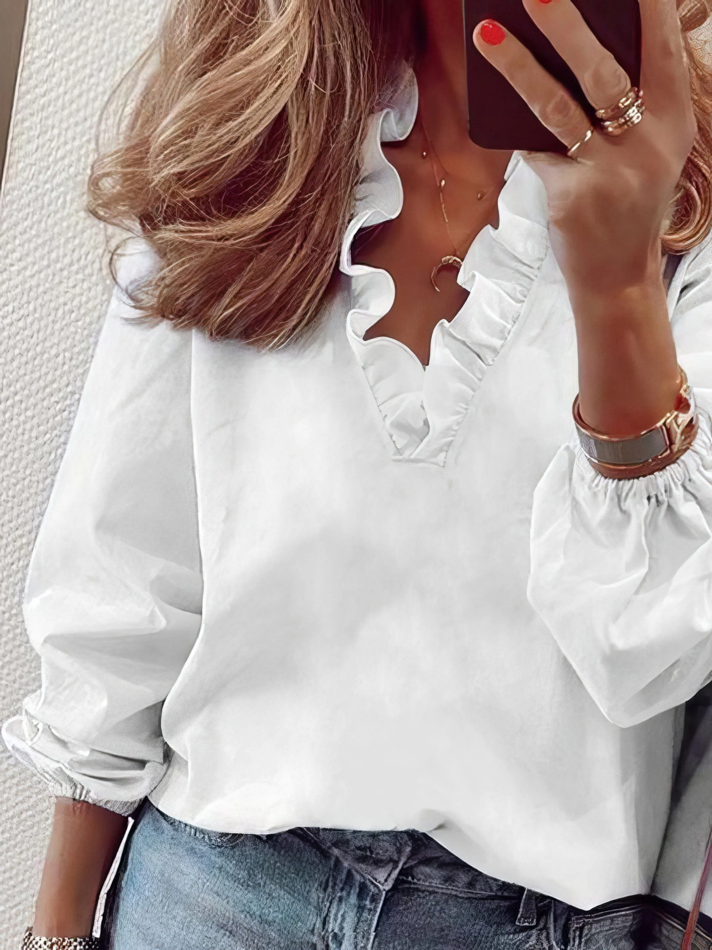 Alluring V-Neck Lace-Detailed Ribbed Knit