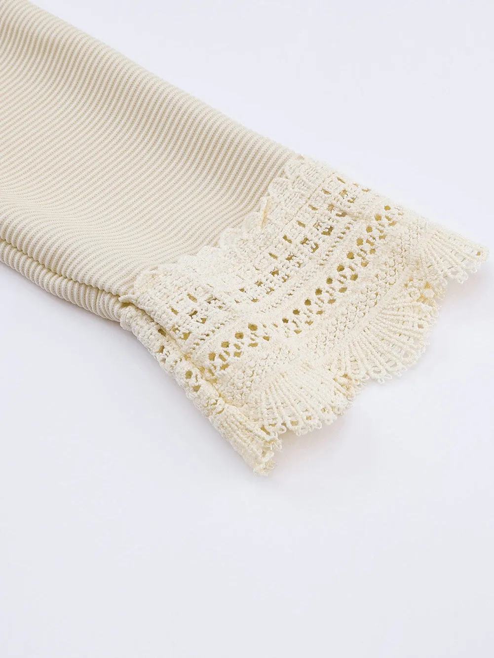 Alluring V-Neck Lace-Detailed Ribbed Knit