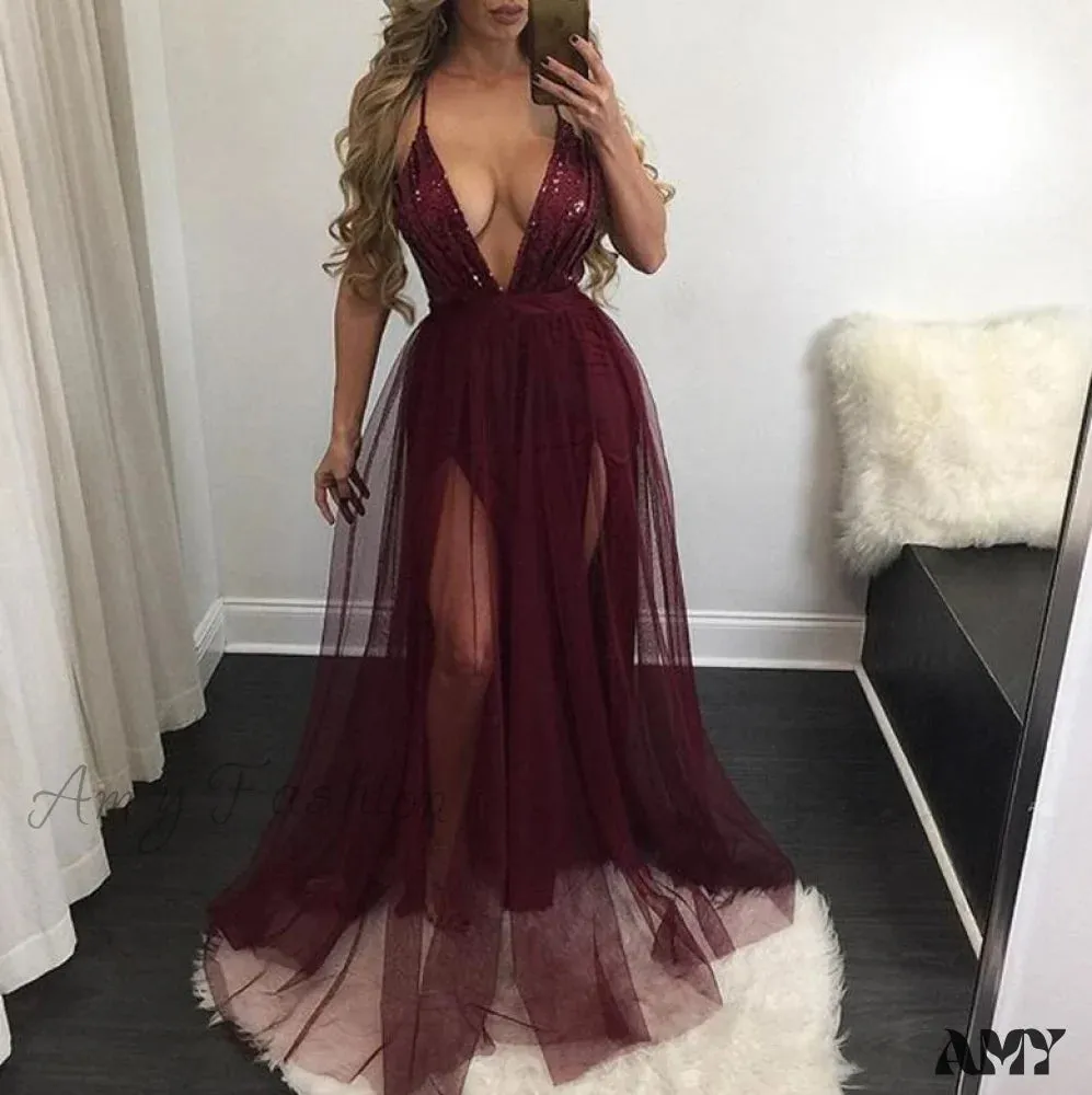 Amy Fashion - Long Maxi Cocktail Party Gown Bandage Blackless Dress