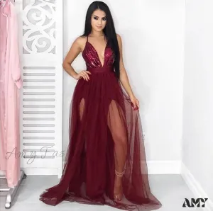 Amy Fashion - Long Maxi Cocktail Party Gown Bandage Blackless Dress