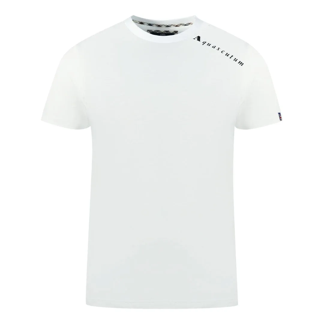 Aquascutum Shoulder Brand Logo White T Shirt