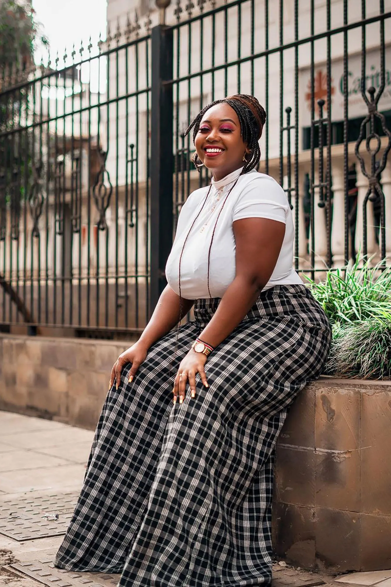 Been Checked Out Wide Leg Pant - Black/combo