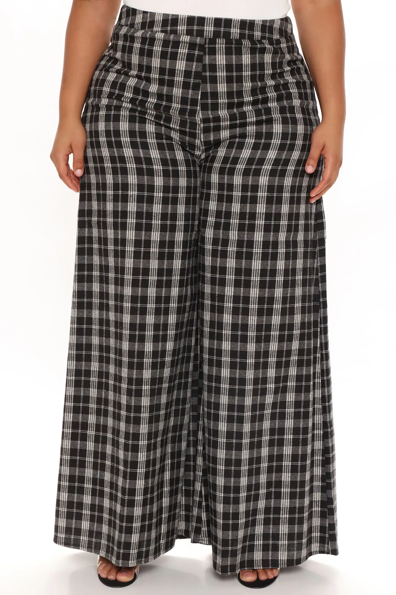 Been Checked Out Wide Leg Pant - Black/combo