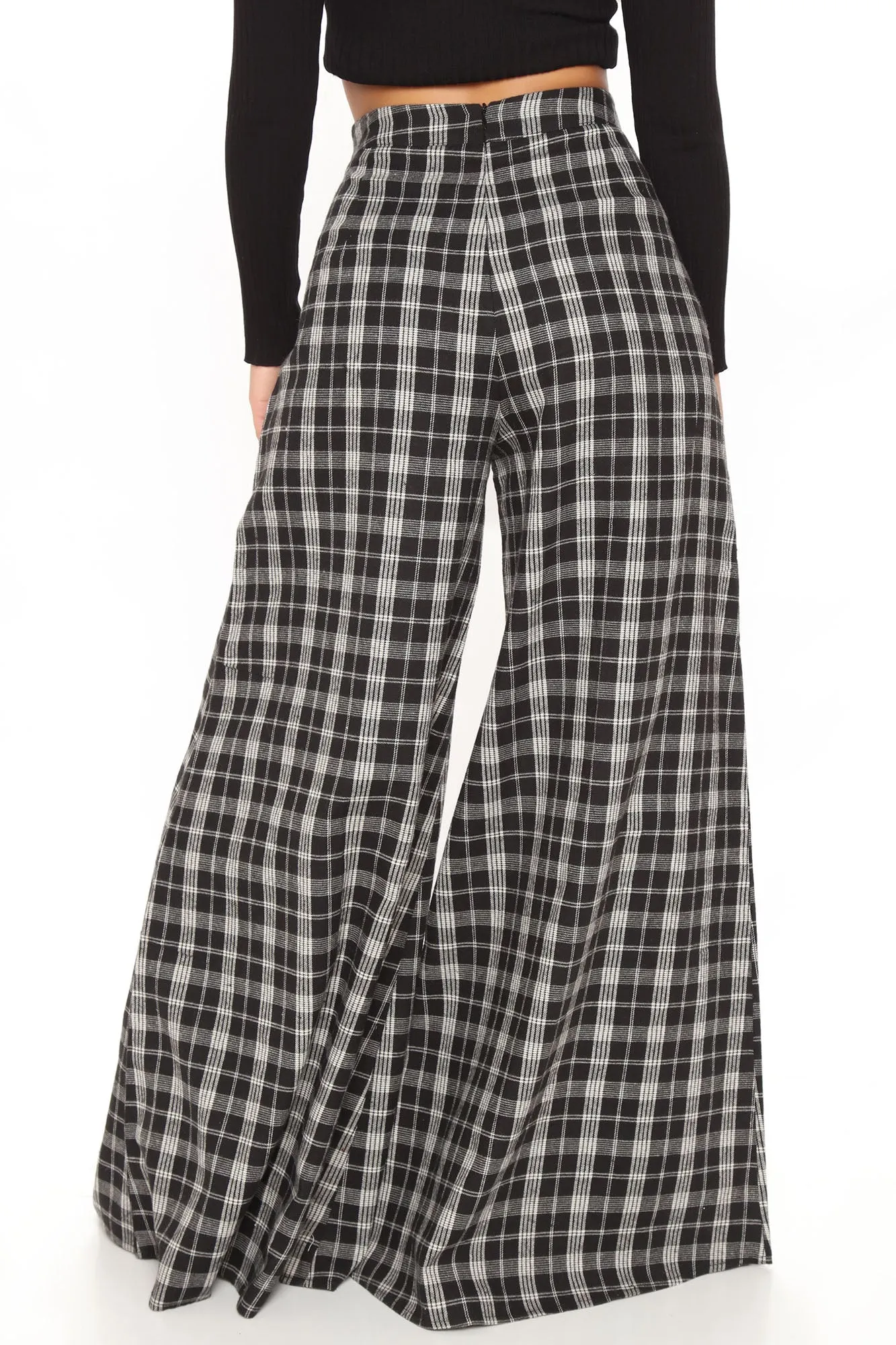 Been Checked Out Wide Leg Pant - Black/combo