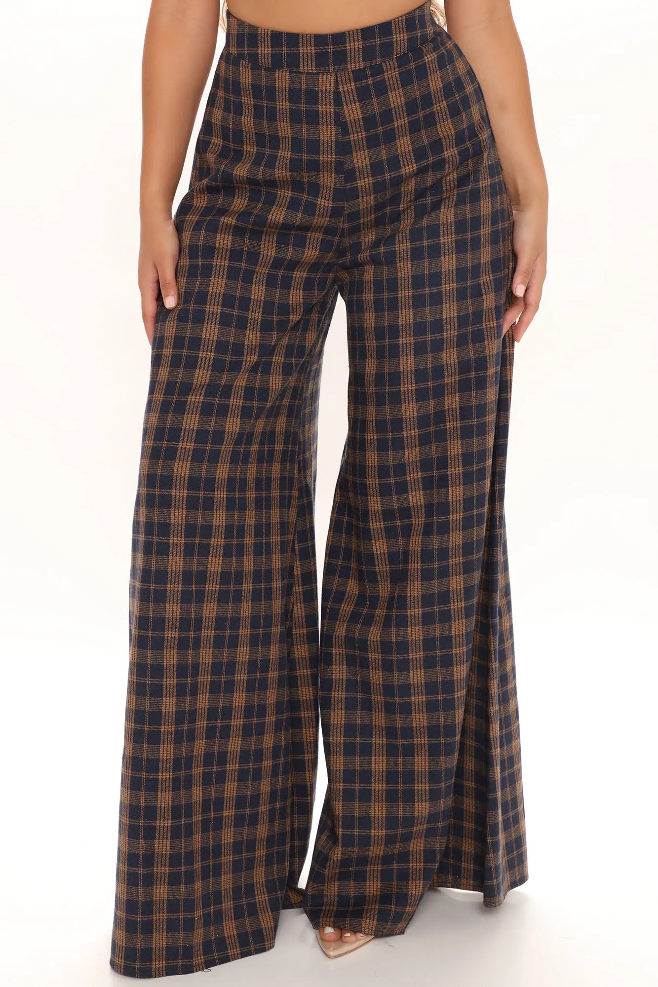 Been Checked Out Wide Leg Pant - Brown Combo