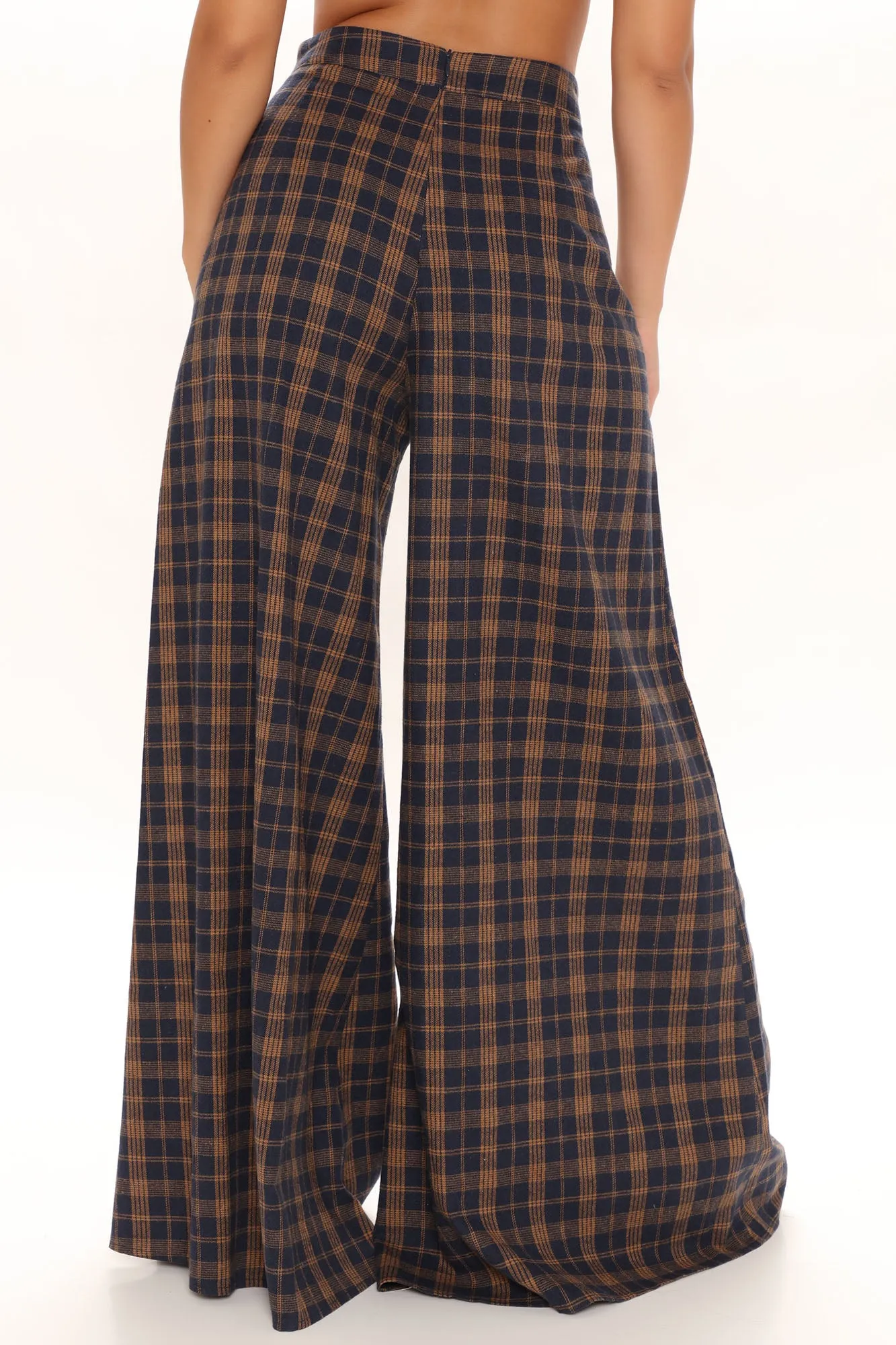 Been Checked Out Wide Leg Pant - Brown Combo