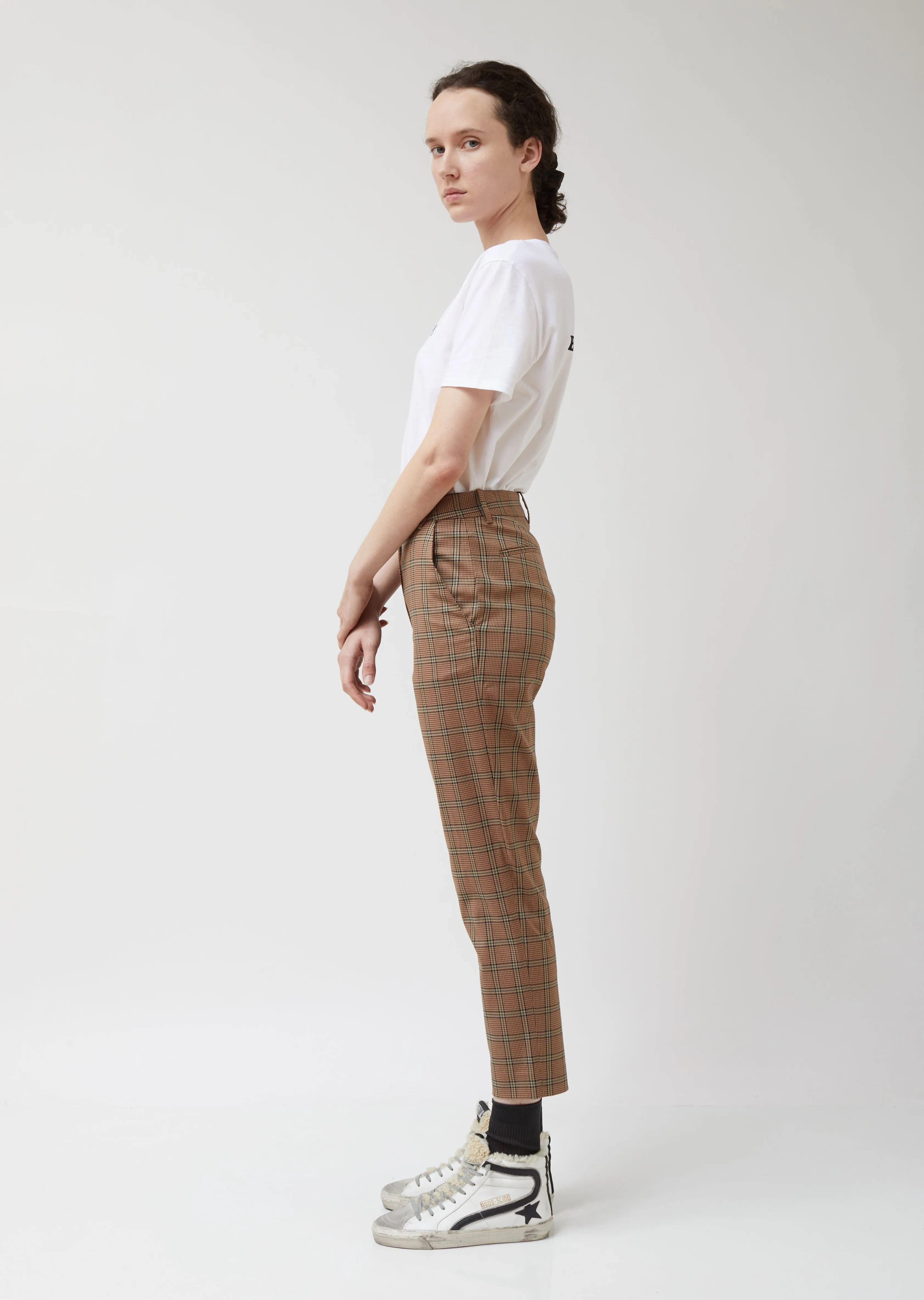 Brown Plaid Suit Pant