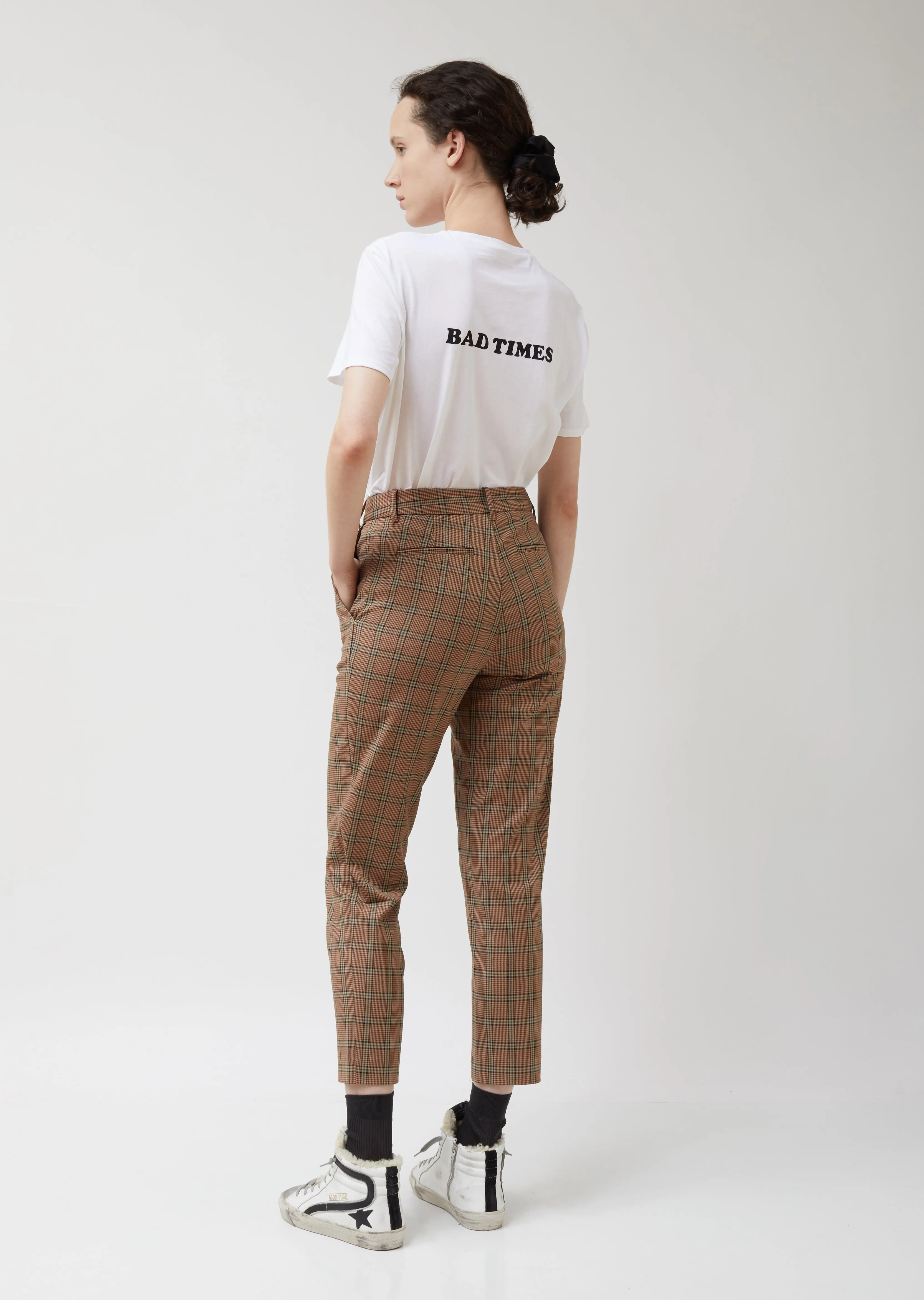 Brown Plaid Suit Pant