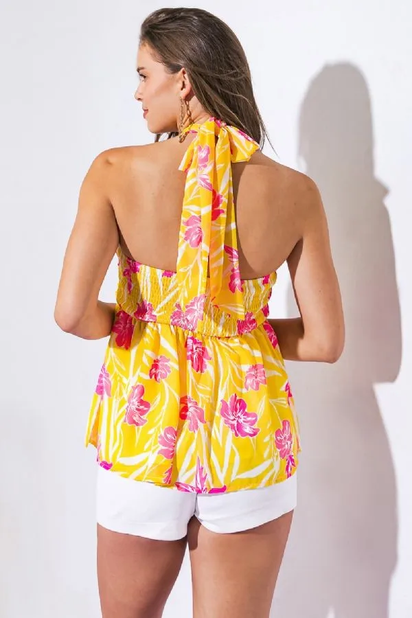 Chic Floral Halter Top
