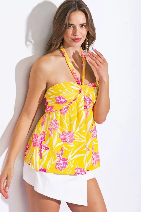 Chic Floral Halter Top