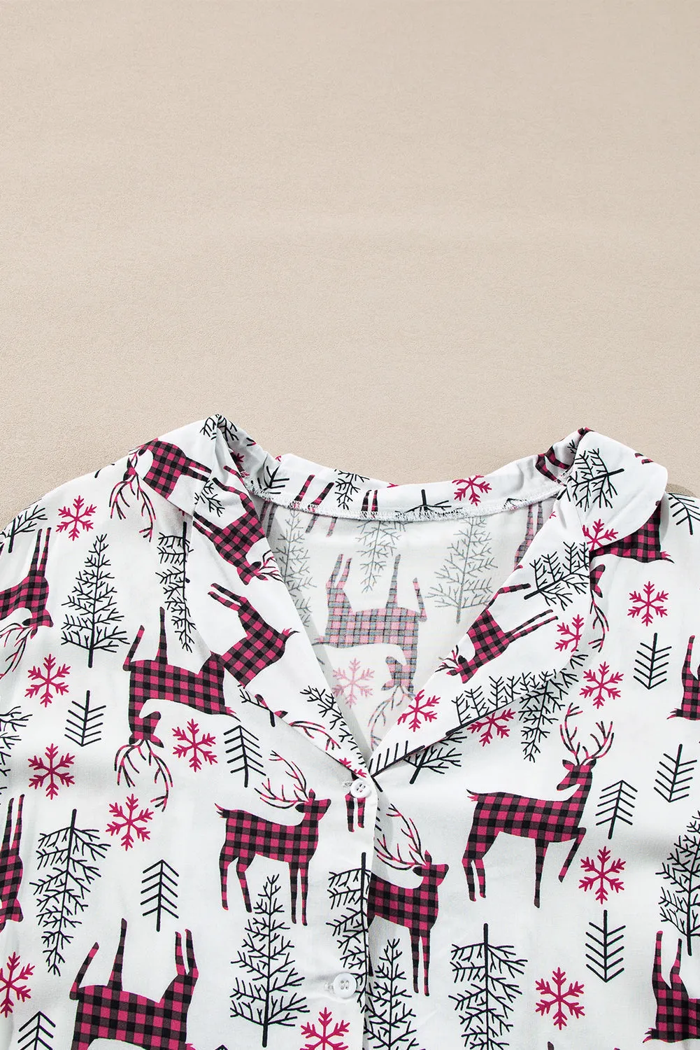 Christmas Printed Shirt and Pants Pajama Set