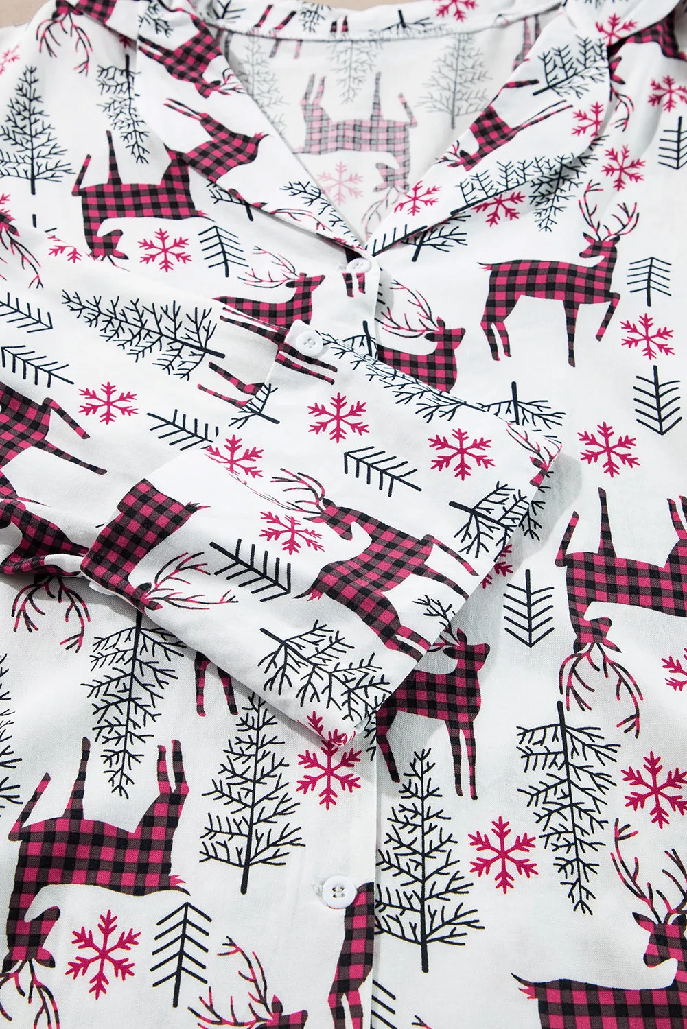 Christmas Printed Shirt and Pants Pajama Set
