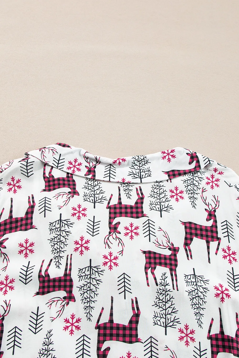 Christmas Printed Shirt and Pants Pajama Set
