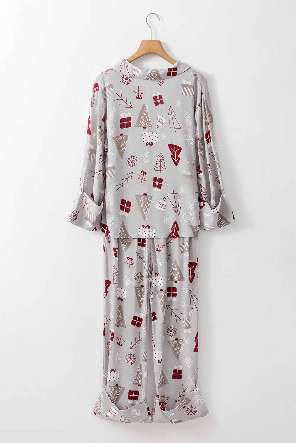 Christmas Printed Shirt and Pants Pajama Set