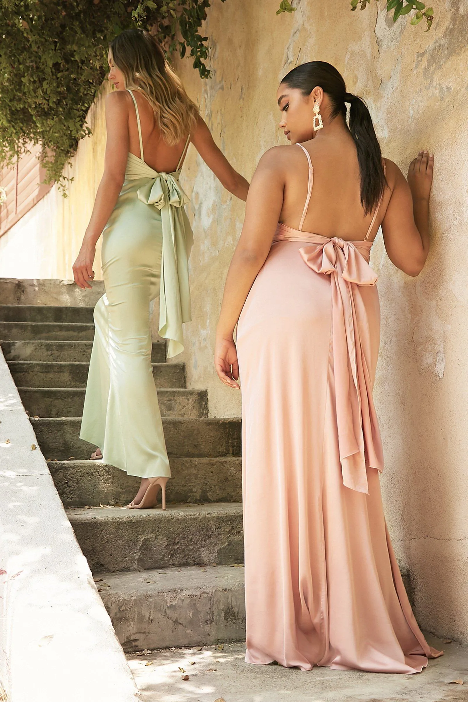Cowl Fitted Satin Gown by Cinderella Divine 7487