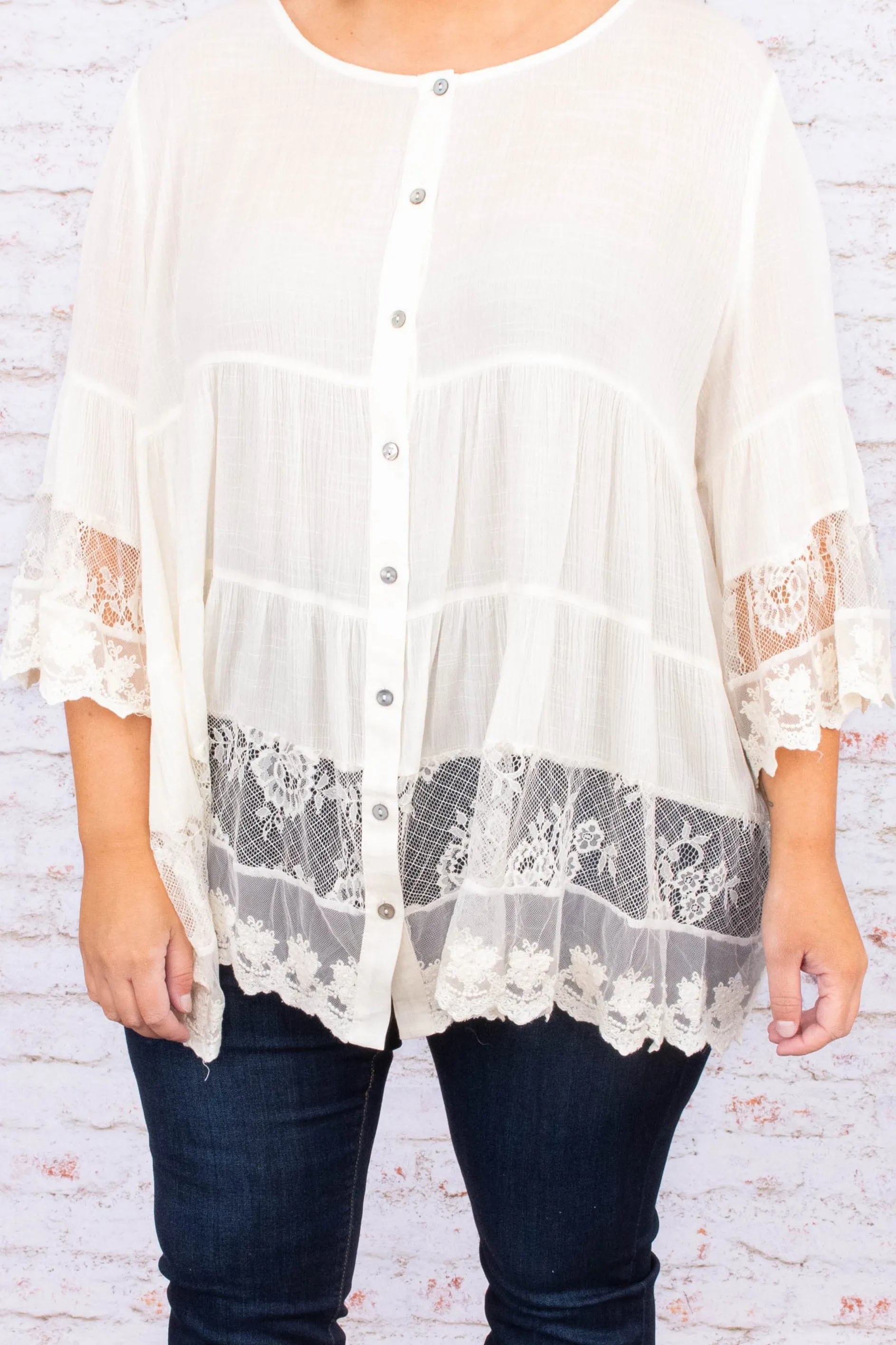 Don't Fail Me Now Blouse, Off White