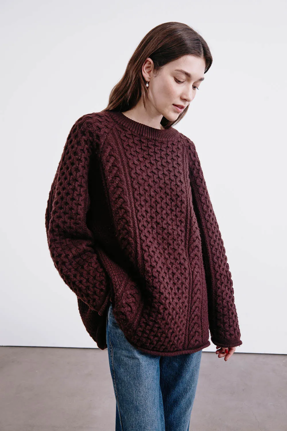 Elin Fisherman Sweater Wine