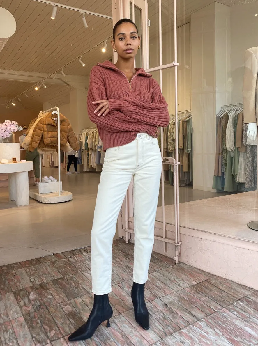 Ena Pelly Alana Zip Neck Knit Jumper in Copper