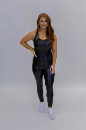 Faux Leather Jumpsuit