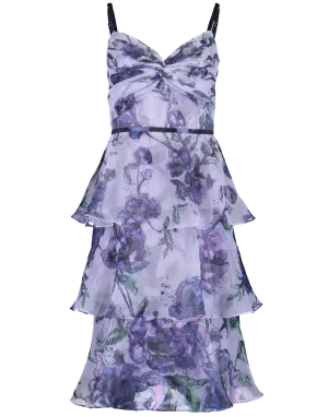 Floral Tier Tea Length Dress