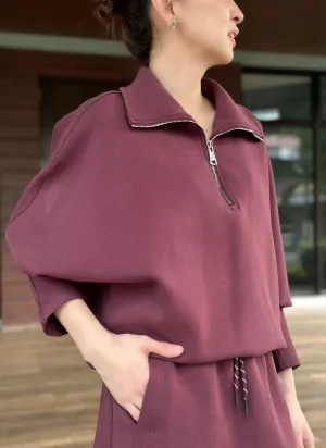 Gentle Half Zip Pullover Burgundy