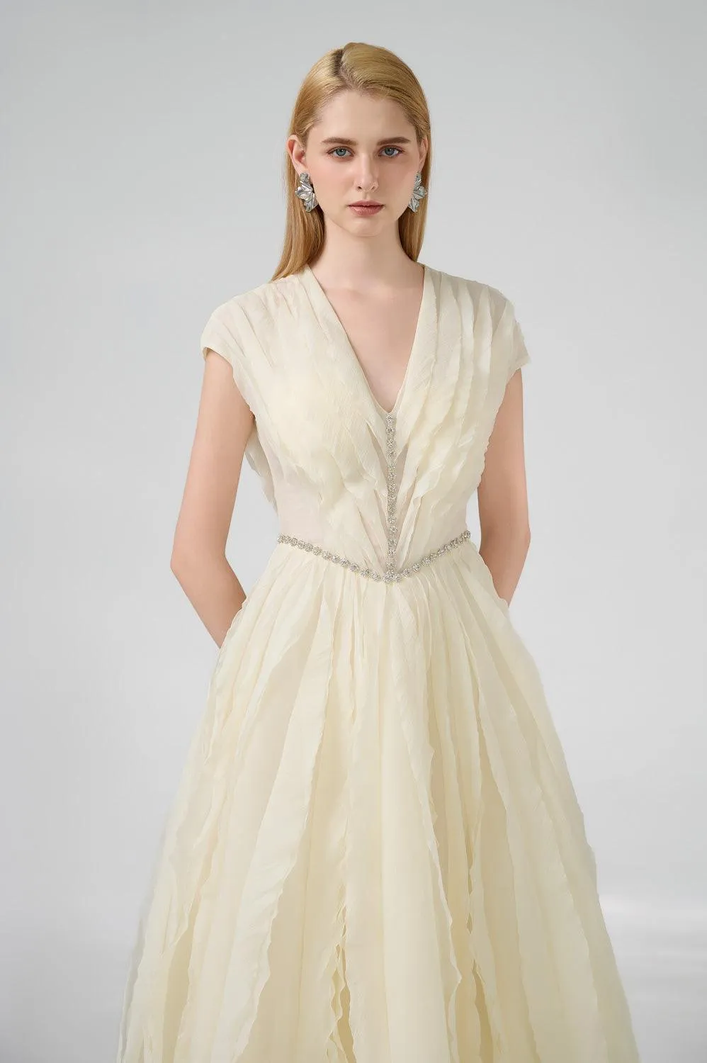 Hadassah Ball Gown V-Neck Organza Floor Length Dress