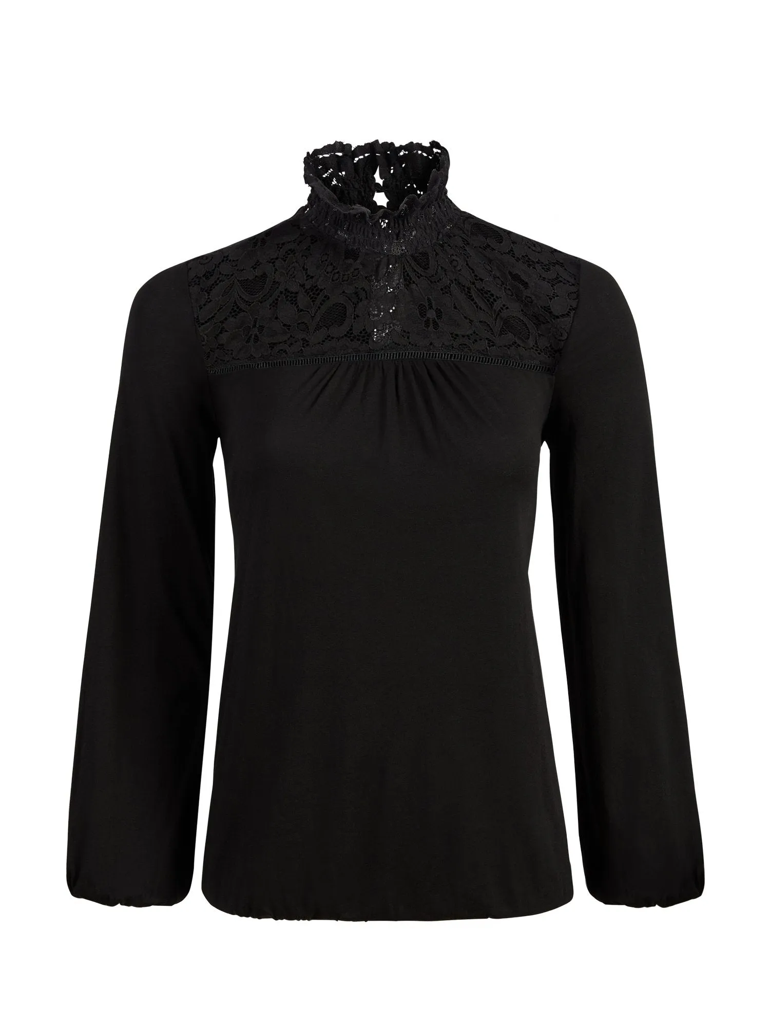 High-Neck Lace Detailed Top