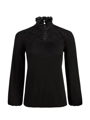 High-Neck Lace Detailed Top