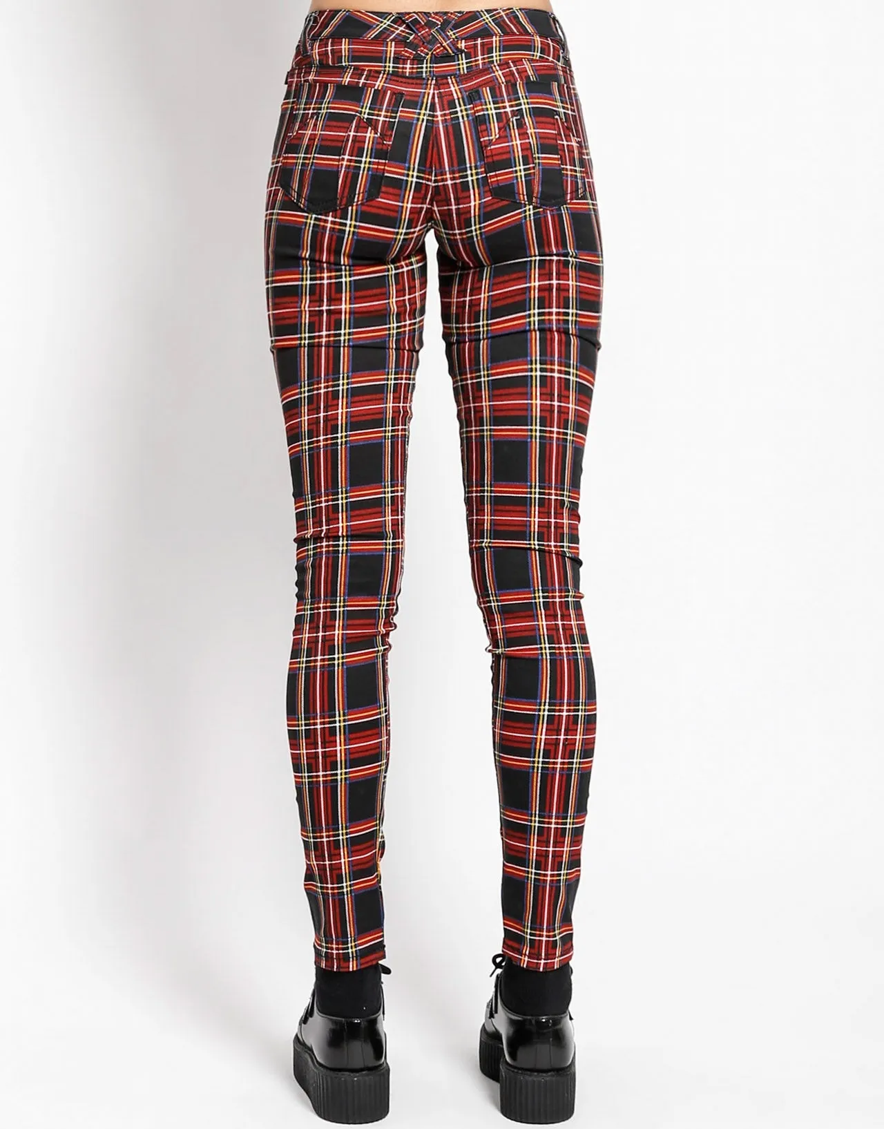 HIGH WAIST T-BACK JEAN BLACK PLAID