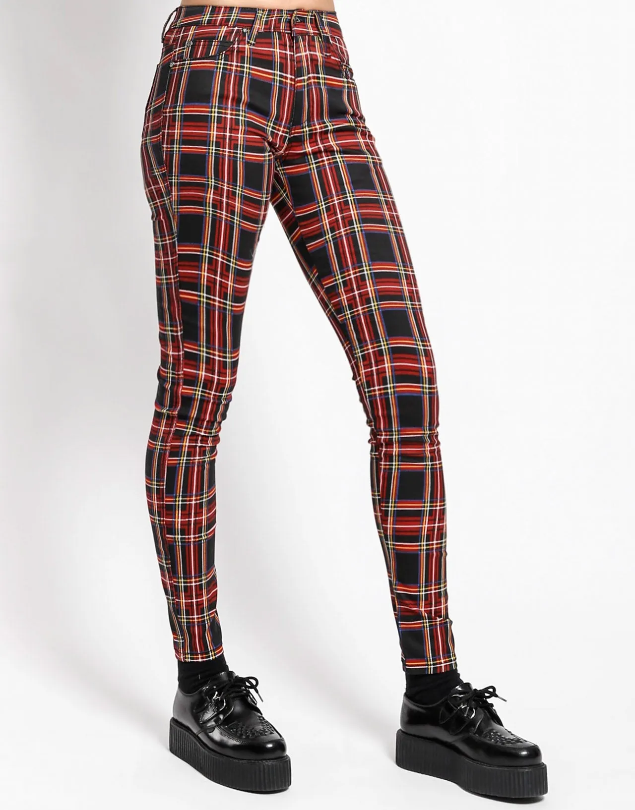 HIGH WAIST T-BACK JEAN BLACK PLAID