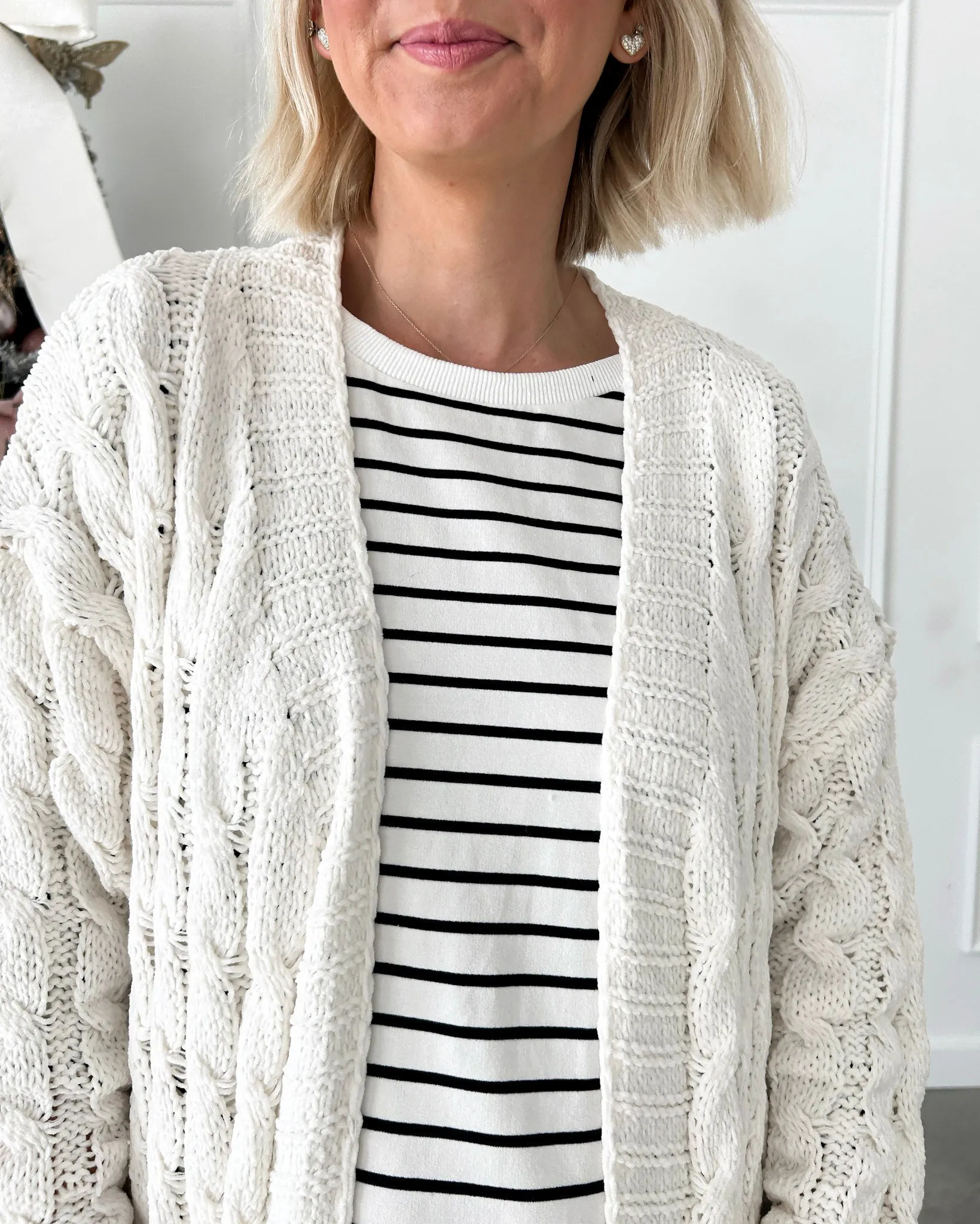 In A Cozy Mood Long Cable Knit Cardigan FINAL SALE