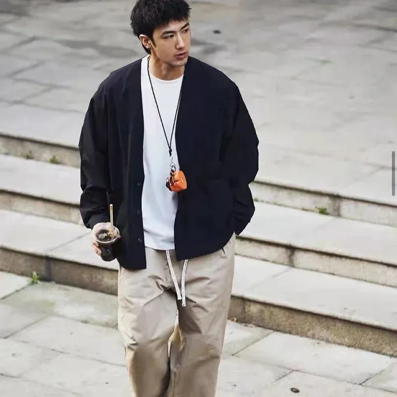 Japan Multi Pocket Waterproof Cardigan Coat with Taoist Robe Style