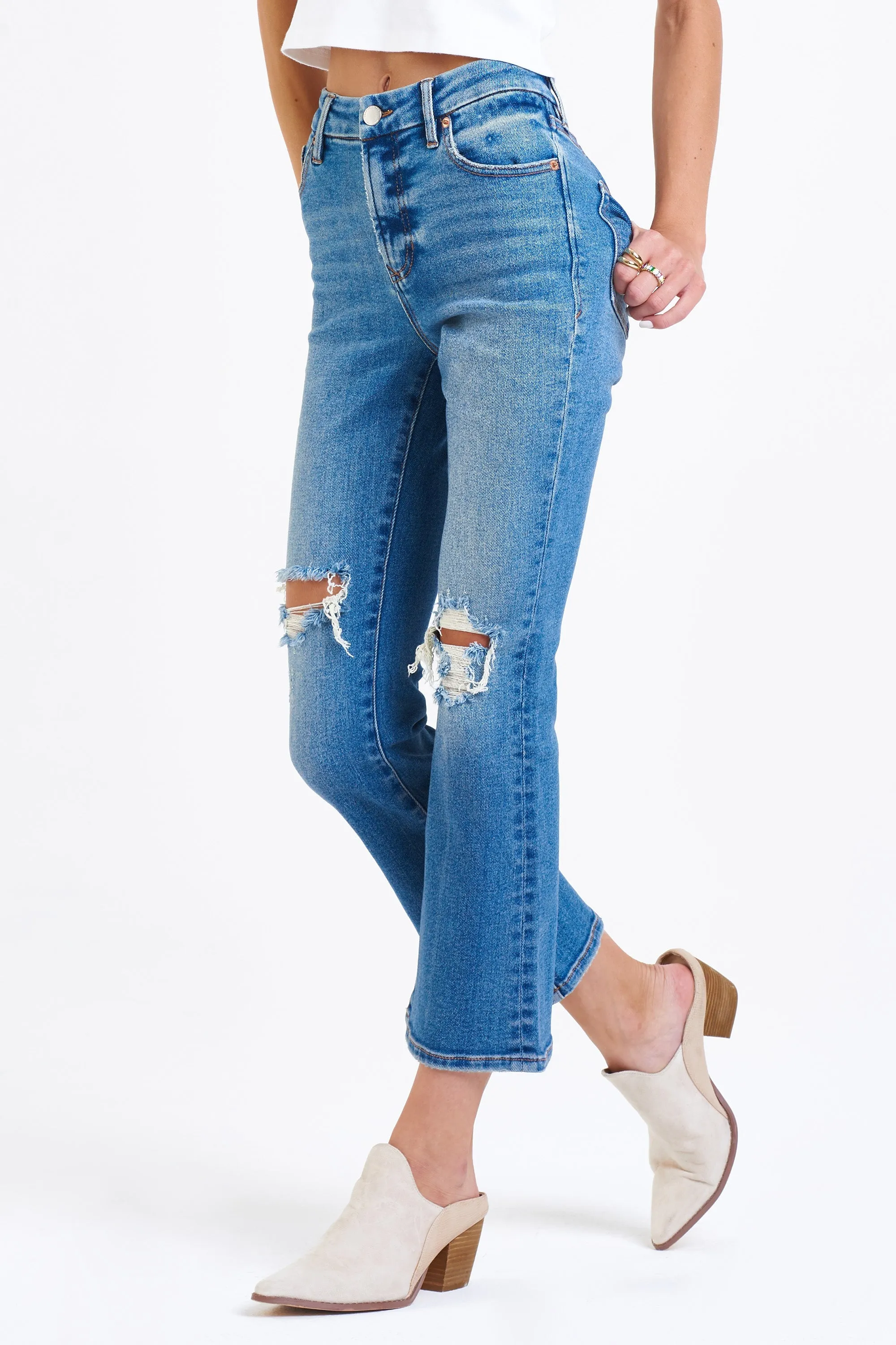 JEANNE  HIGH RISE CROPPED FLARE JEANS GOLDEN GATE