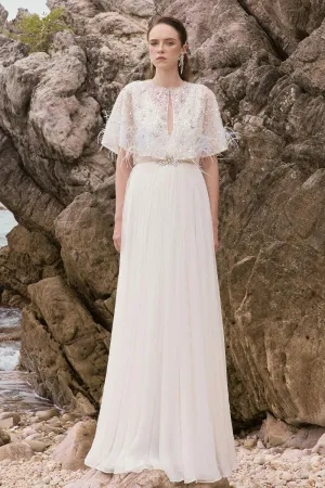 Laine Gathered V-Neck Silk Satin Floor Length Dress