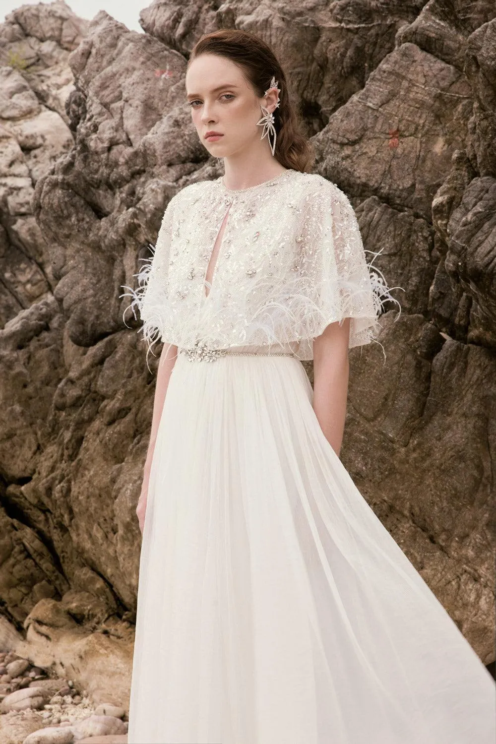 Laine Gathered V-Neck Silk Satin Floor Length Dress