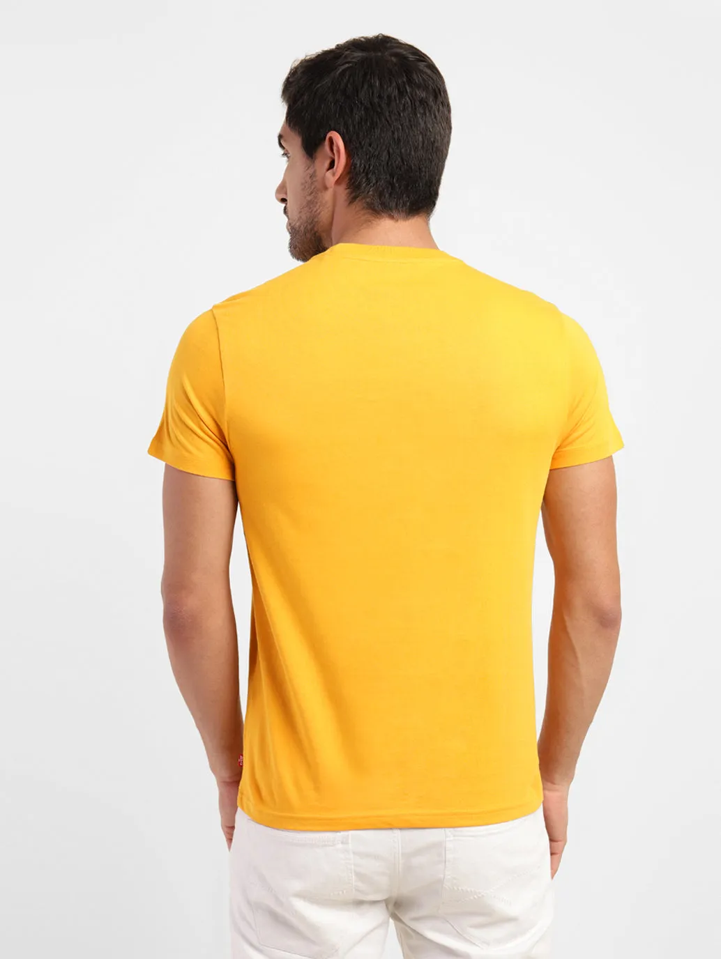 Men's Graphic Print Crew Neck T-shirt Yellow