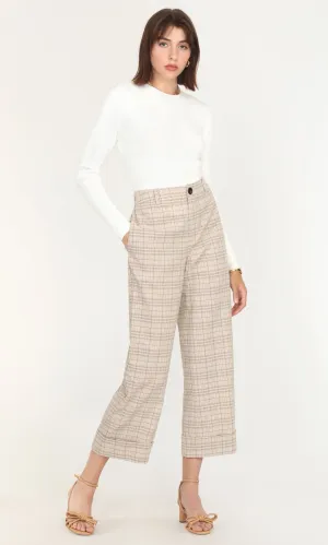 MOXIE HIGH WAIST CROP TROUSERS - PLAID