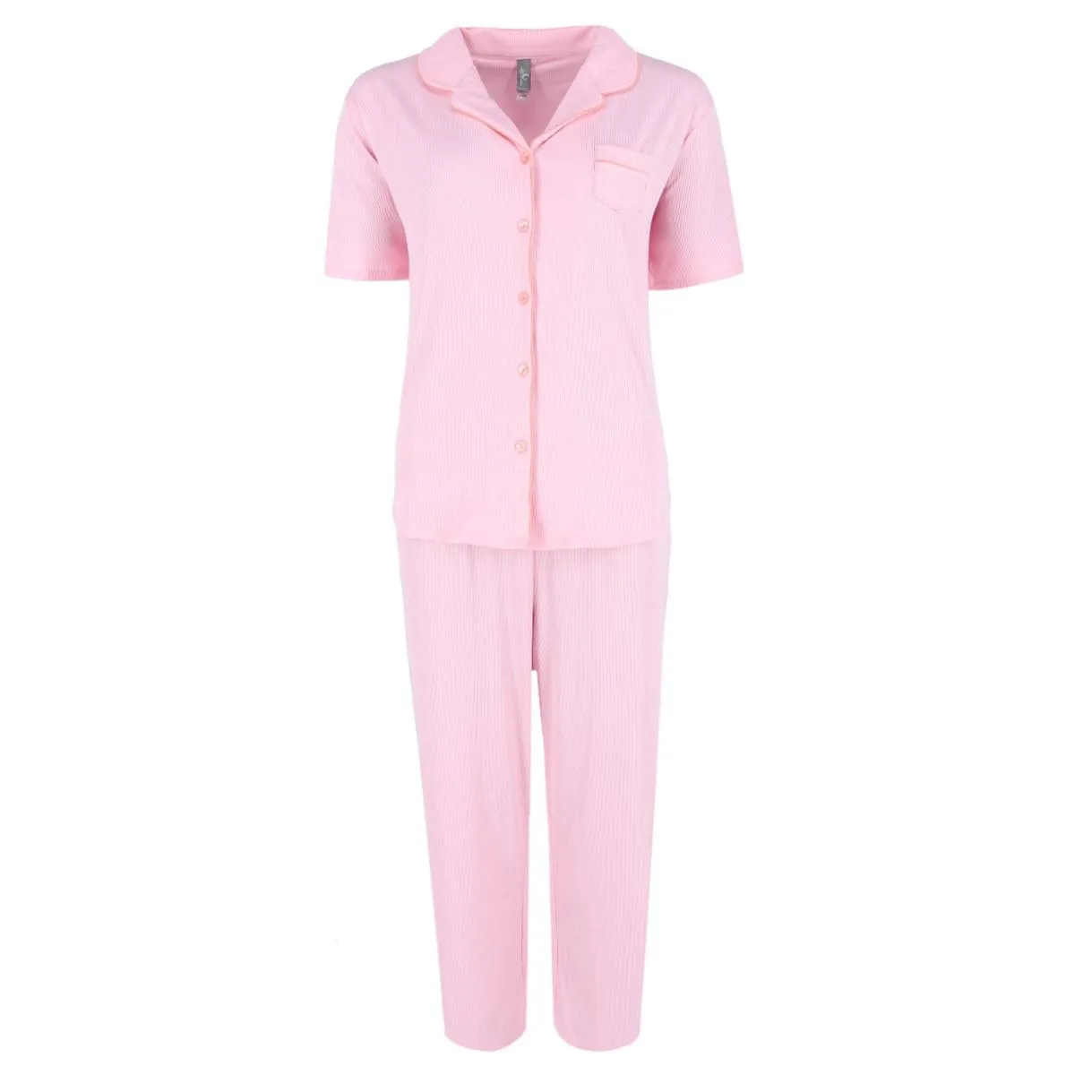 PJ Couture Women's Retro Notch Collar Short Sleeve Capri Set