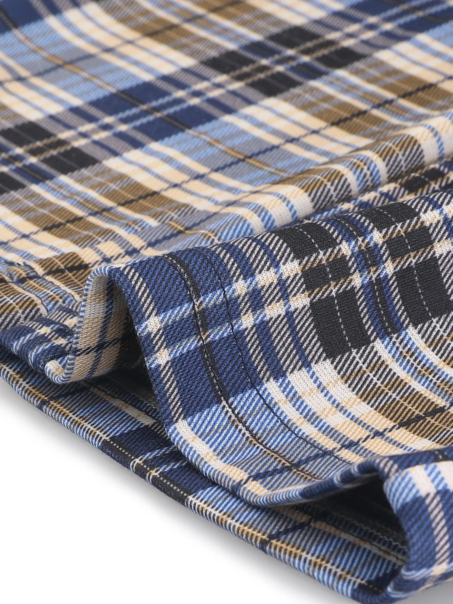 Plaid Cropped Trousers Button Casual Tartan Check Work Pants
