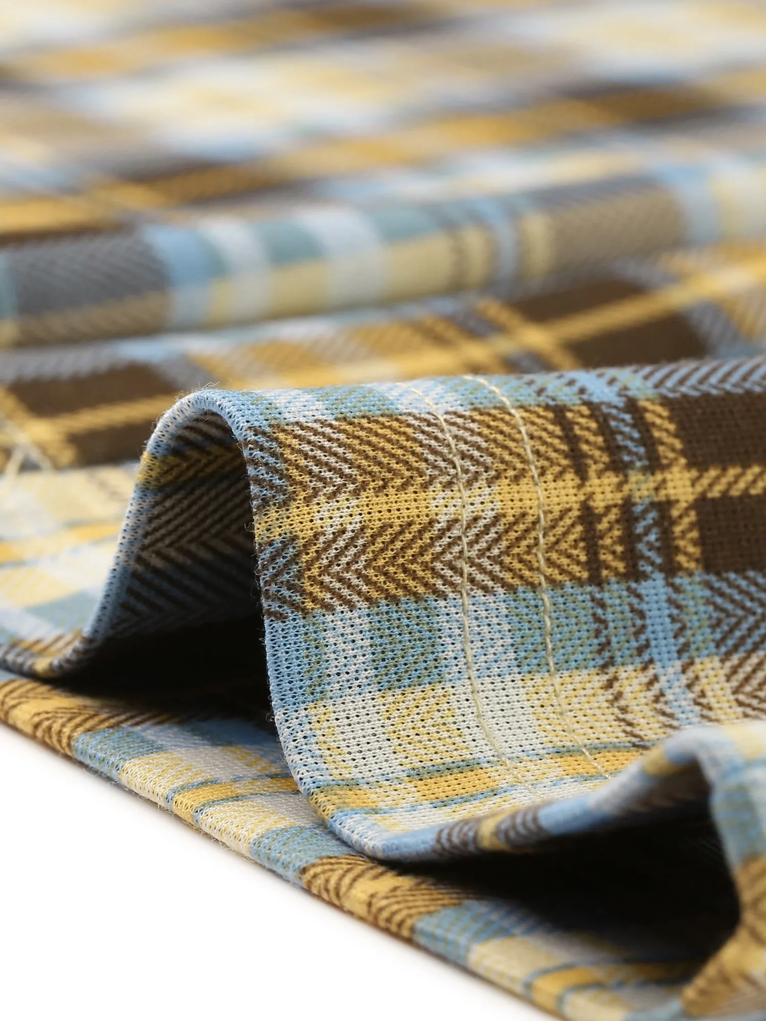 Plaid Cropped Trousers Button Casual Tartan Check Work Pants