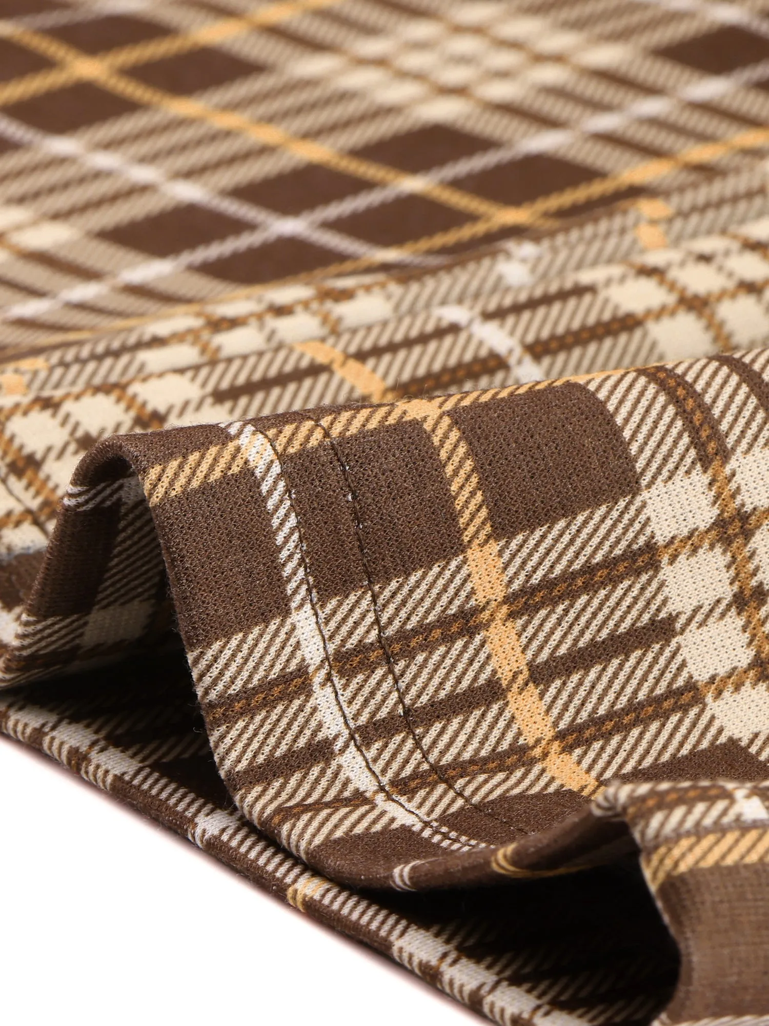 Plaid Cropped Trousers Button Casual Tartan Check Work Pants