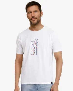 Rare Rabbit Men Keat White Short Sleeves Crew Neck Regular Fit Hd Graphic Print T-Shirt