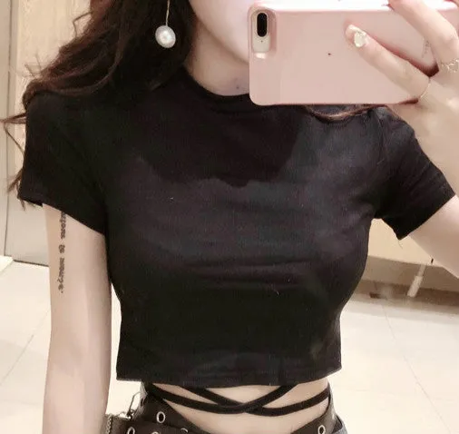 Retro strap black T-shirt Plaid Fold Pleated Skirt pants and belt