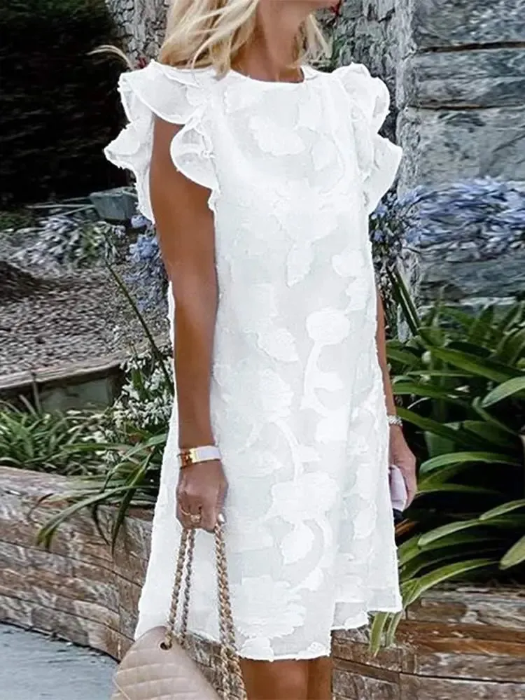Ruffle Sleeve Crochet Sundress