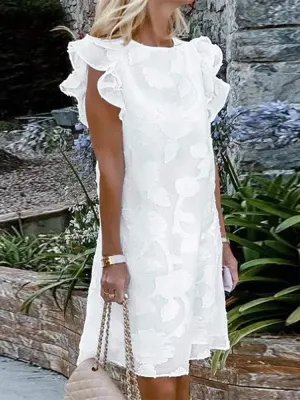 Ruffle Sleeve Crochet Sundress