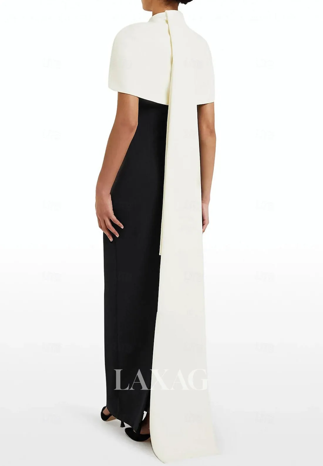 Simple High-Neck Sleeveless Mermaid Wedding Guest Dress Floor-Length Satin Formal Gowns with Overlay