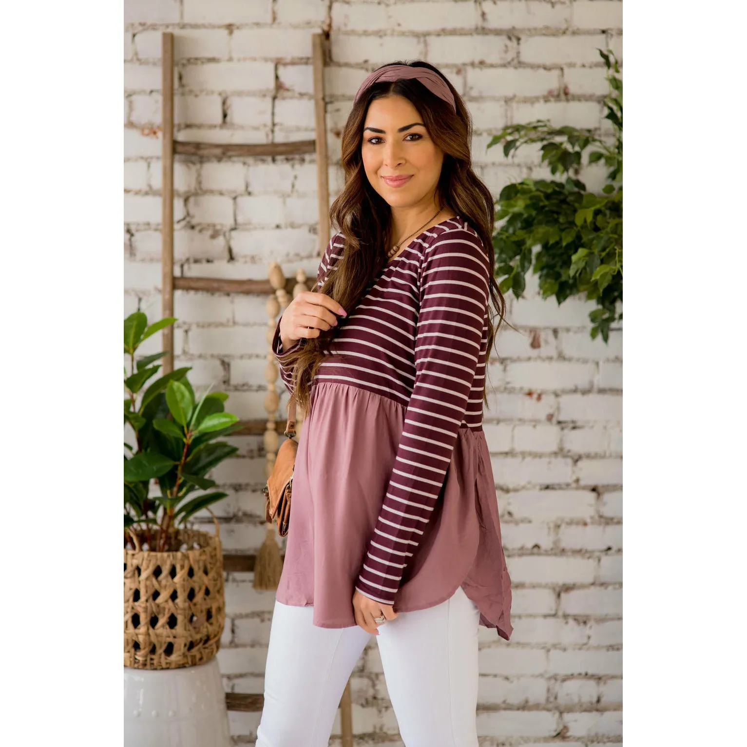Striped Top Peplum Blouse