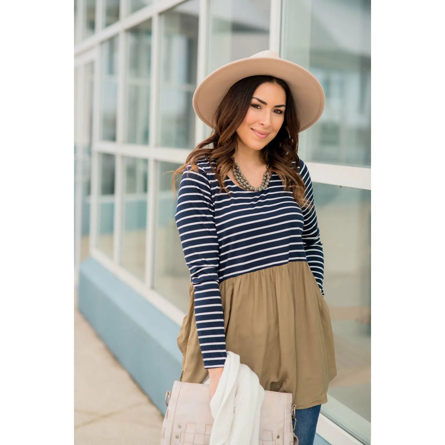 Striped Top Peplum Blouse